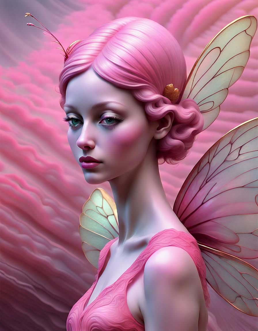 Pink fairy with delicate wings