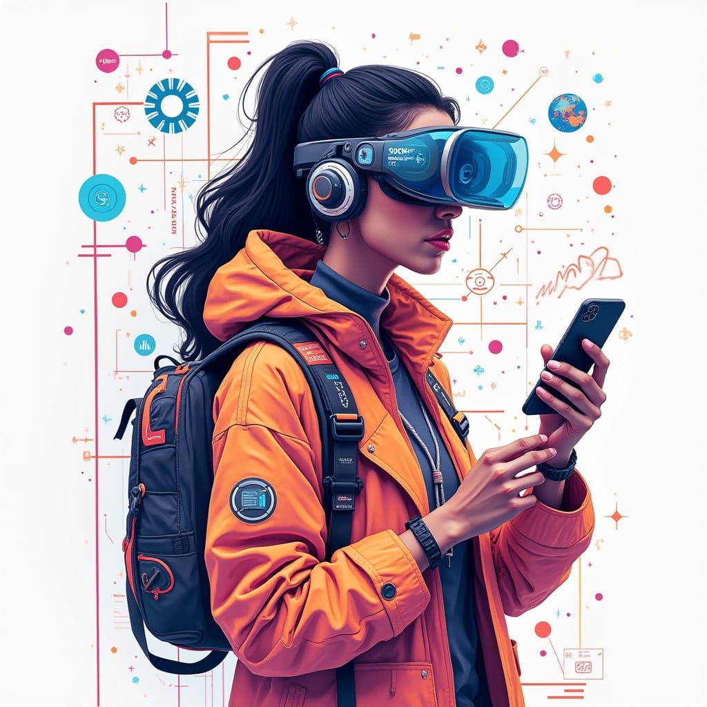 A Futuristic Vector Portrait of a Woman in Harmony with the ...