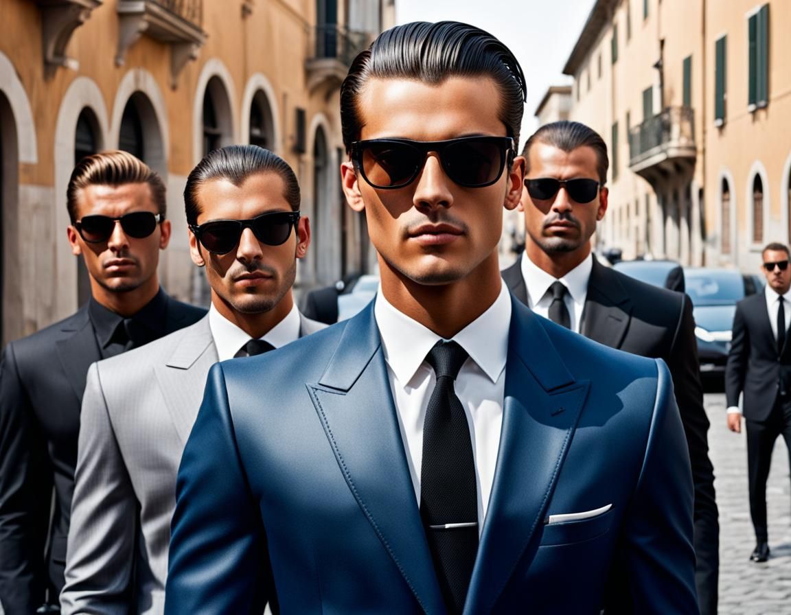 Italian Teen and Bodyguards in Cool Shades