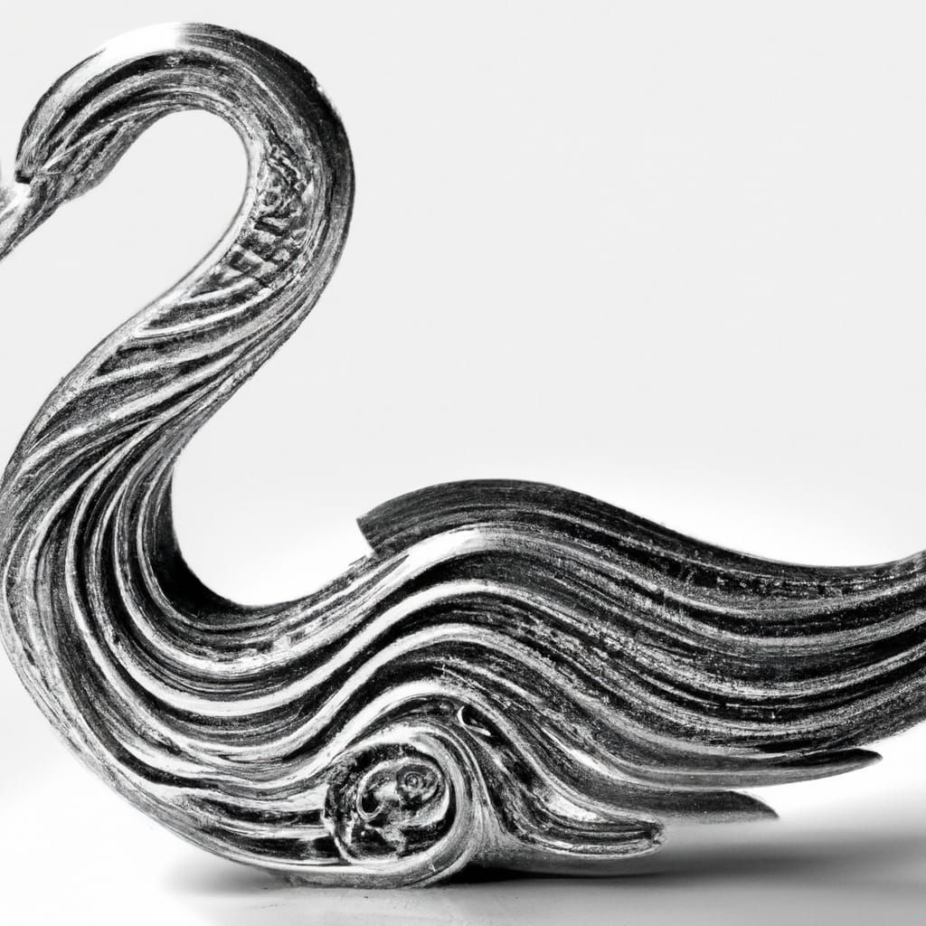 Damascus Steel Swan with Silver Inlay