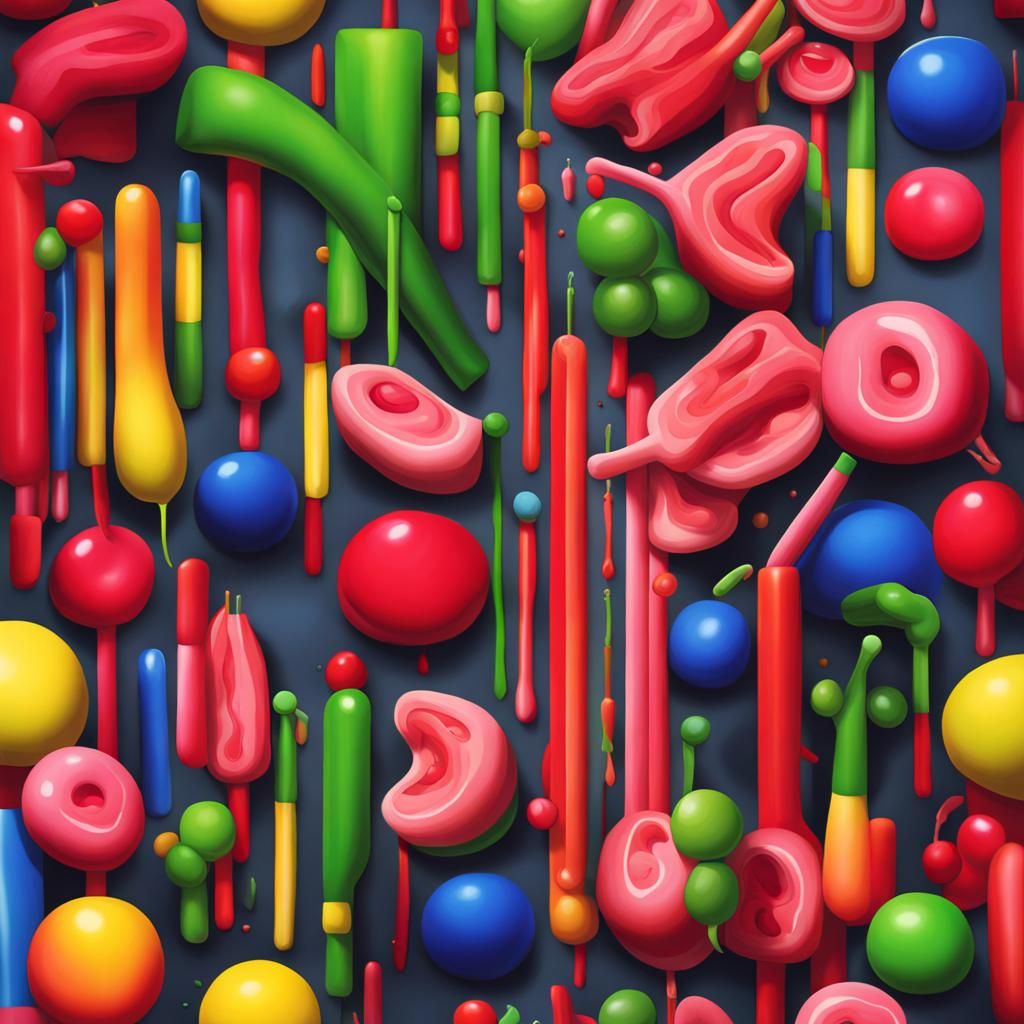 Rhubarb in Candy Art Style, as Digital Illustration