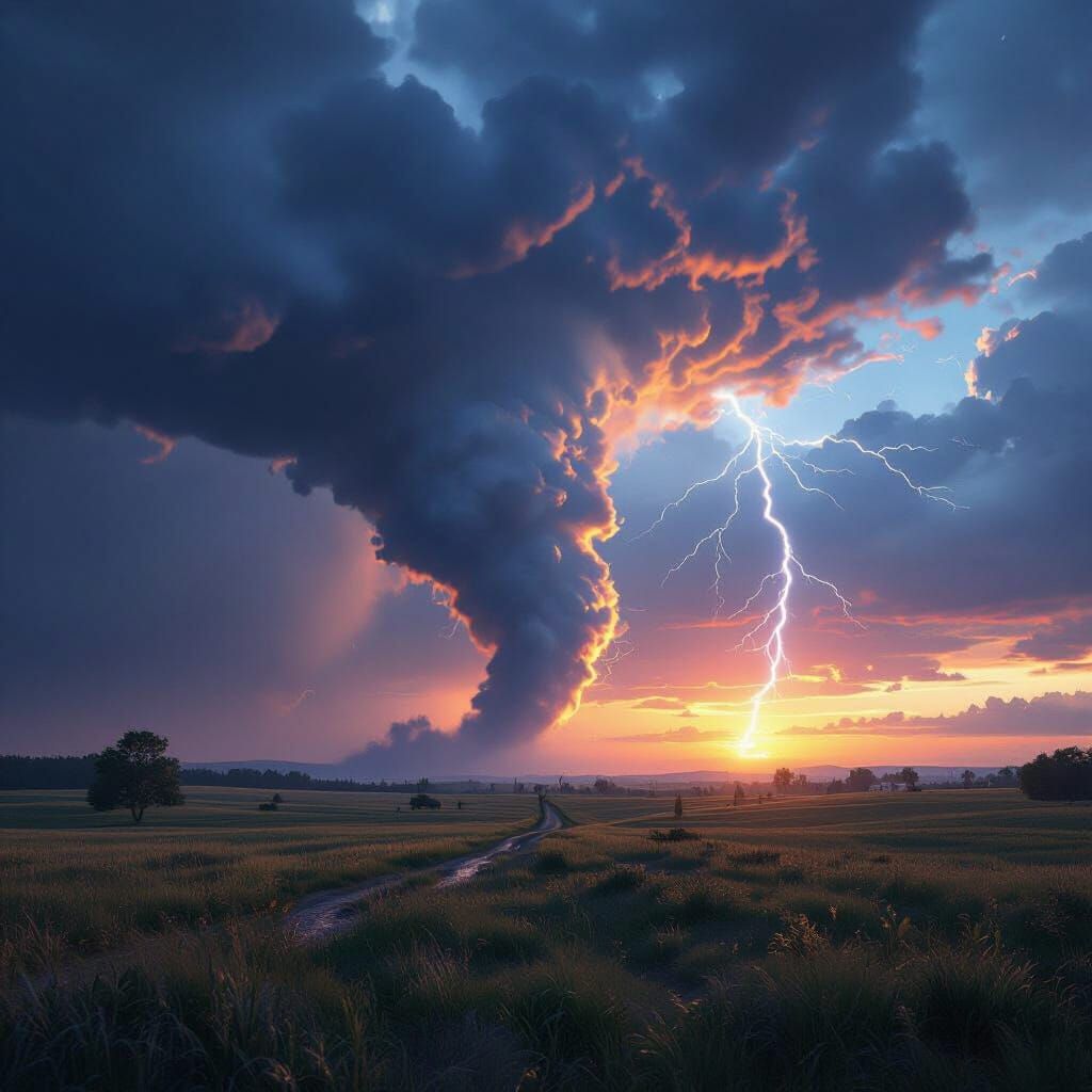 EF5 Tornado at Dusk: Power and Destruction