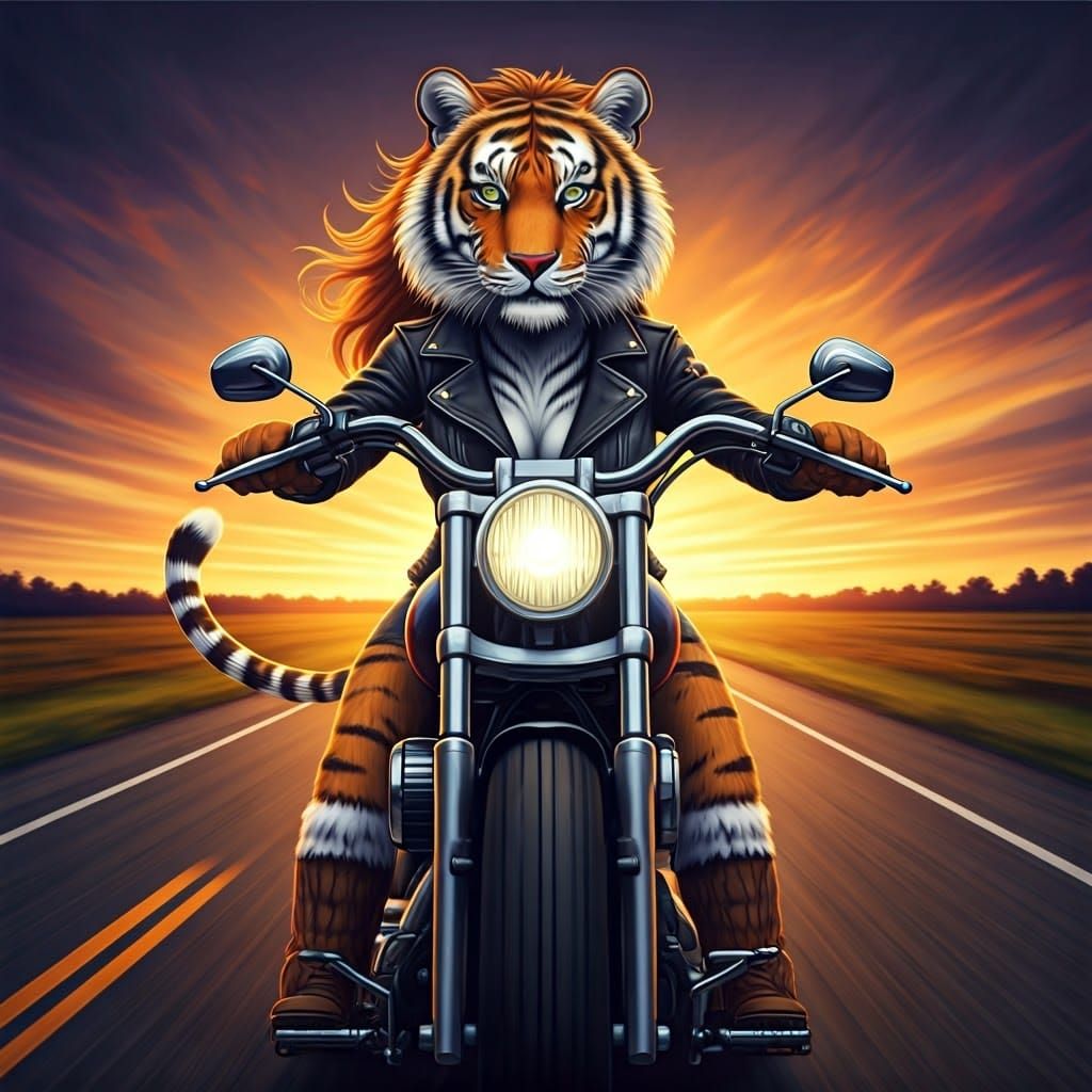 Sensual Tigeress Cruises into Sunset