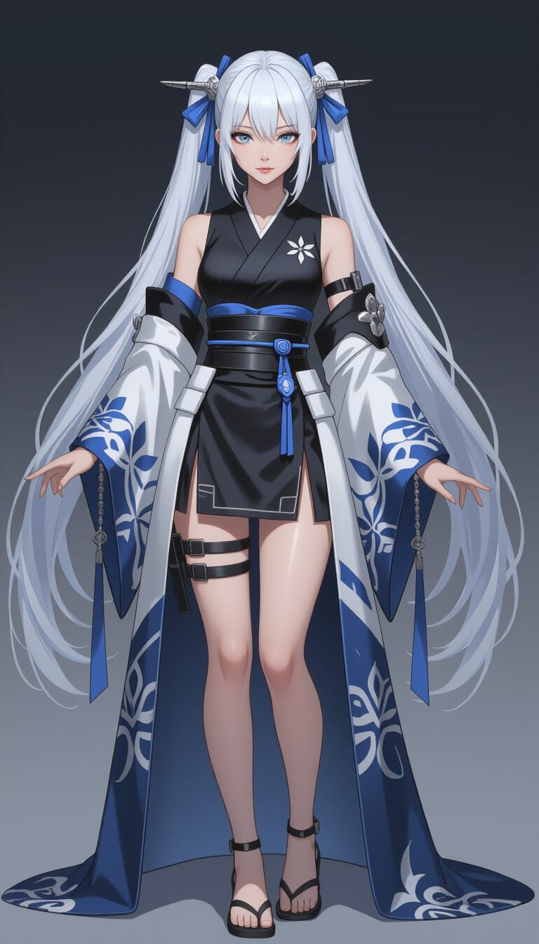 Elegant Anime Woman in Japanese Sci-Fi Fusion