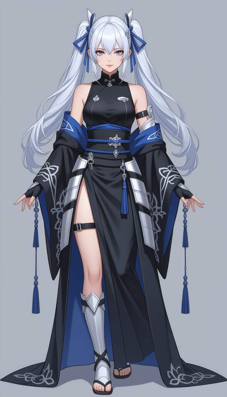 Elegant Anime Woman in Sci-Fi Japanese Outfit