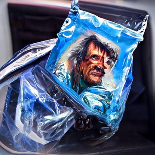 Blue Crystal Meth Bag as Oil Painting