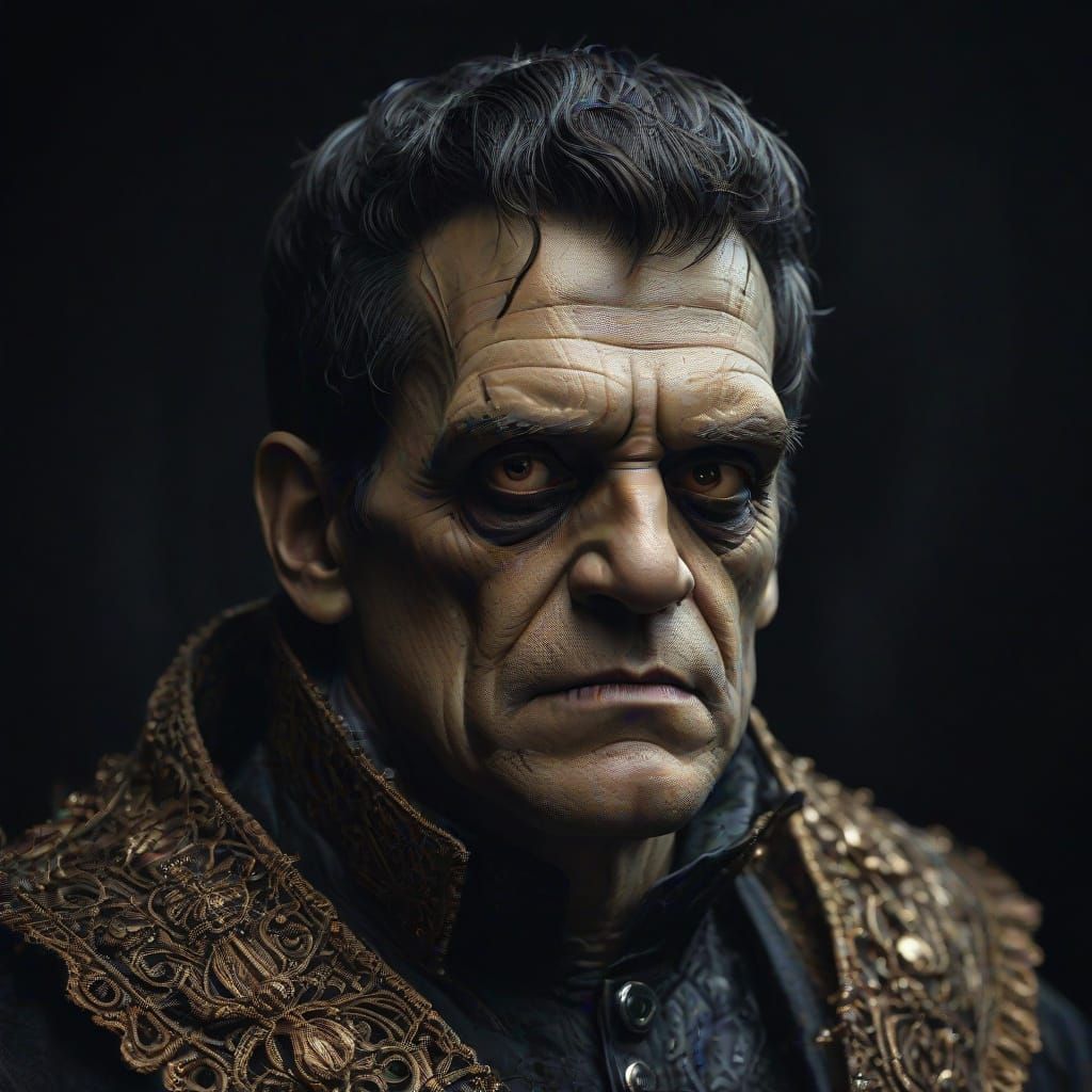 Gothic Portrait of Frankenstein in Romantic Style