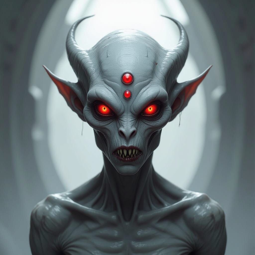 Alien Creature Portrait in Dark Sci-Fi Concept Art Style