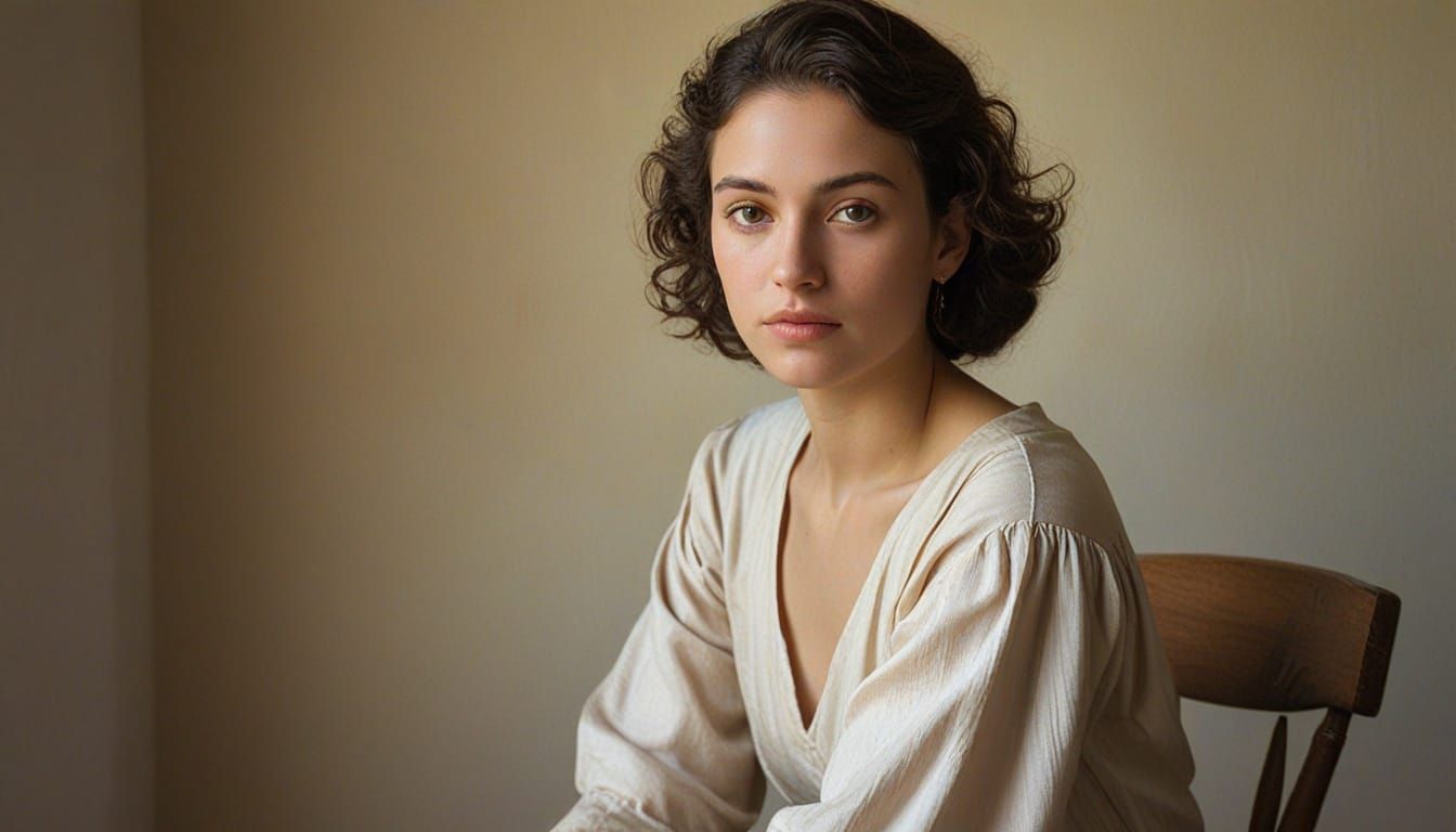 Serene Portrait of Young Woman in Soft Light