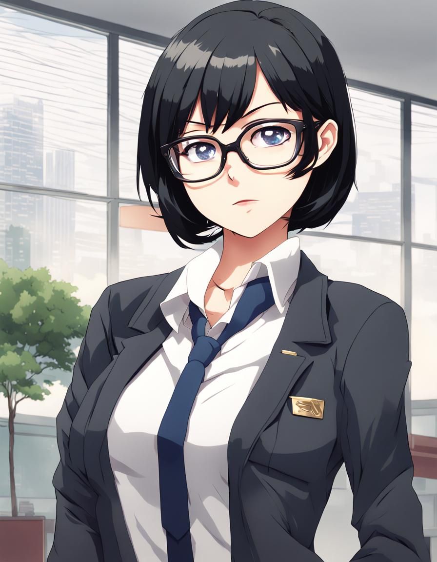 Anime Style Woman in Office Uniform