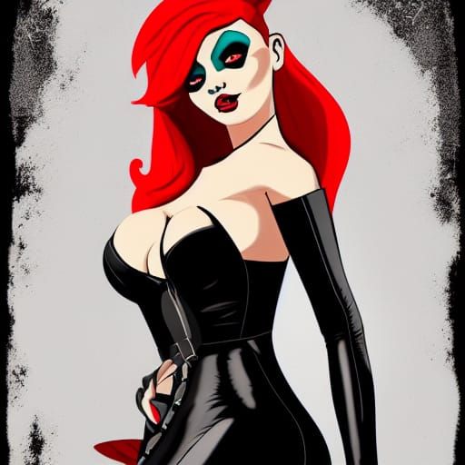 Cartoon Succubus in Leather Dress: Pop Art Print