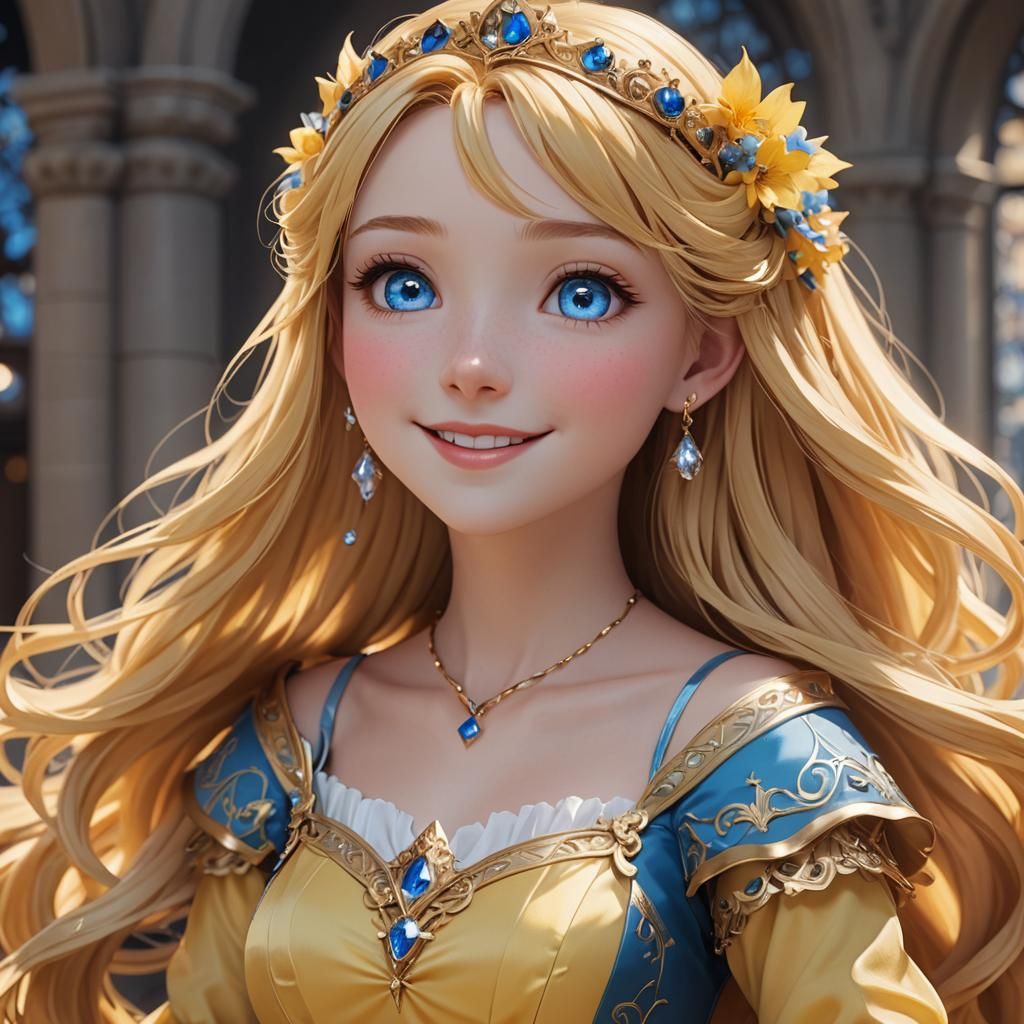 Anime Princess Portrait in Detailed 3D Style