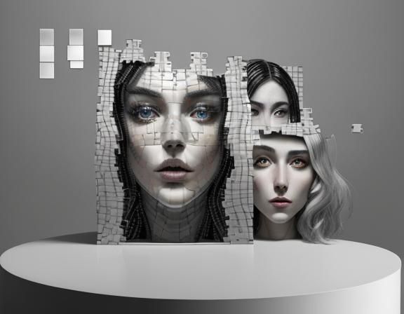 Abstract Mosaic of Three Women in Fauvist Style
