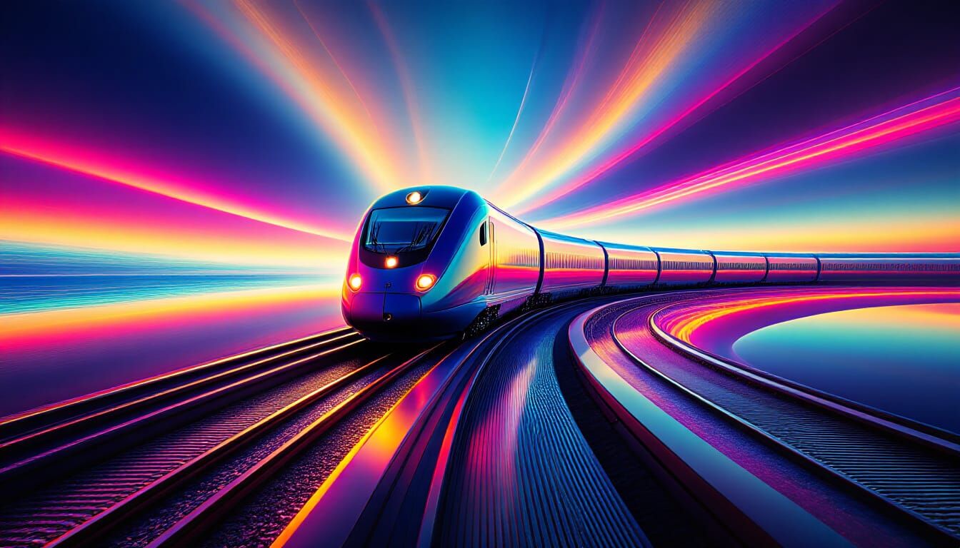 Abstract Iridescent Train with Radical Curves