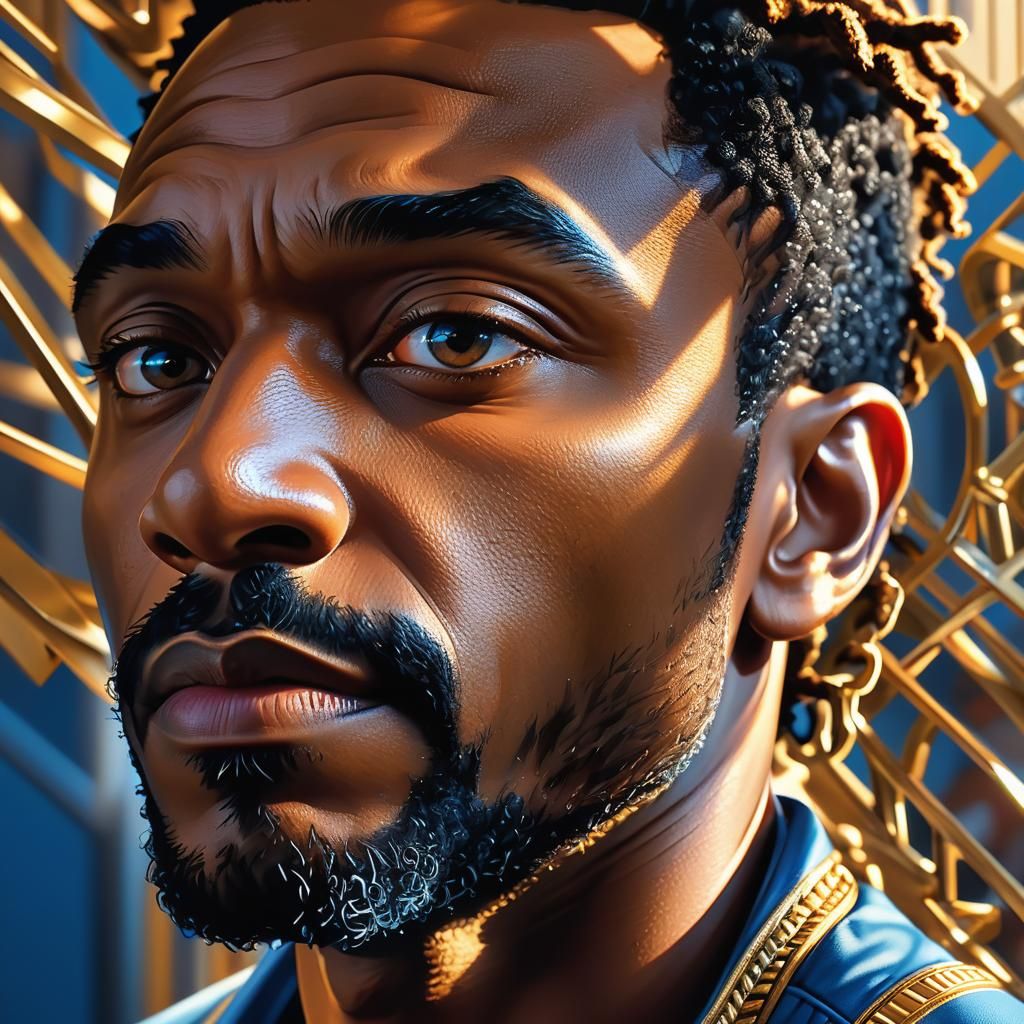 Intense Portrait in Hyper-Realistic Digital Art Style