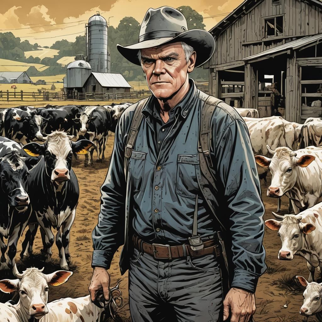 Malcolm McDowell on a Dairy Farm: Comic Book Art