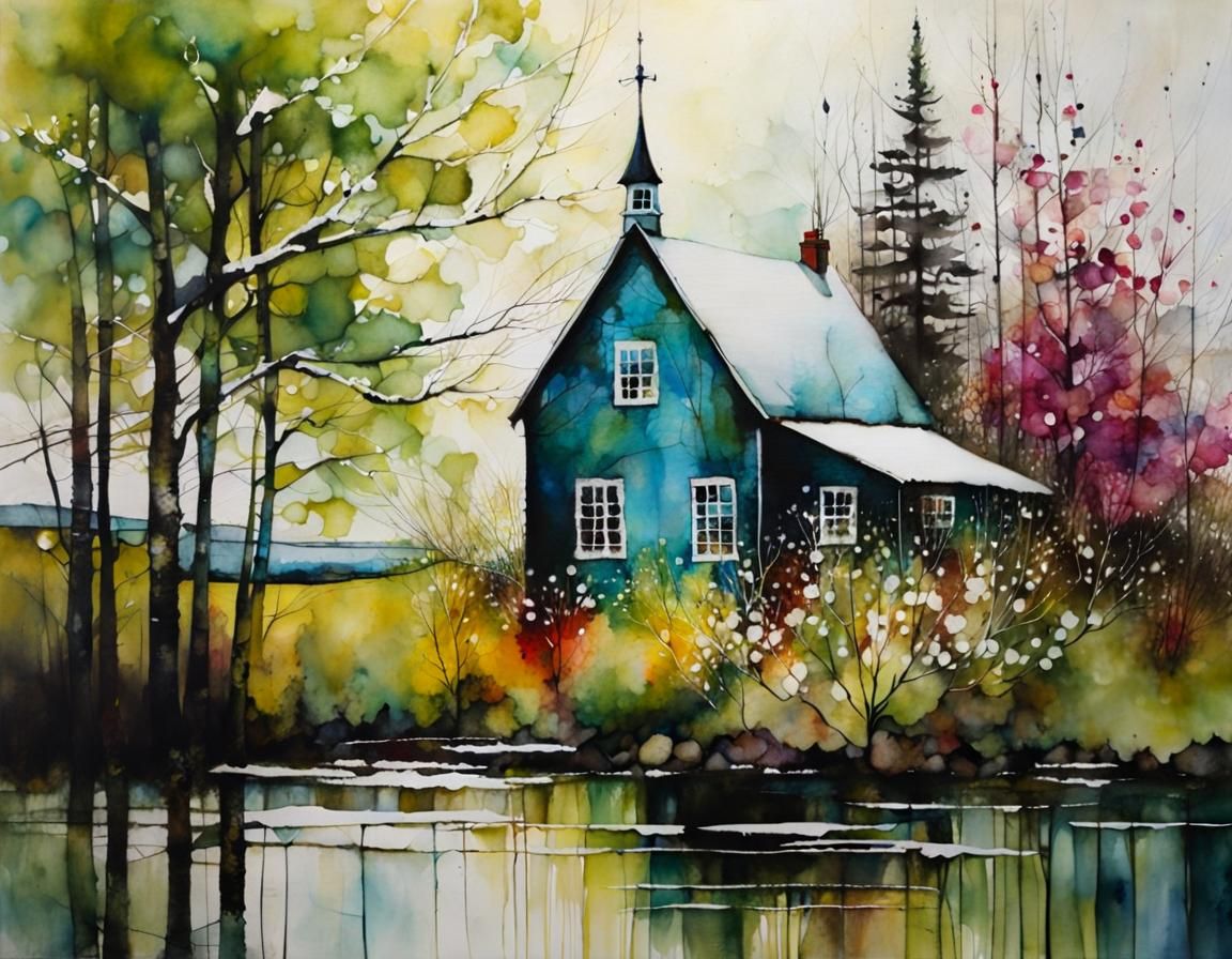 Spring in New Brunswick Alcohol Ink Painting