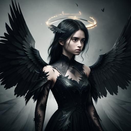 Fallen Angel with Broken Wings in HDR