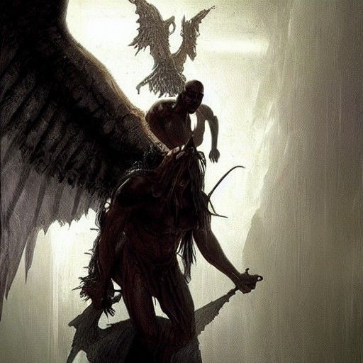 Sinister Demon and Fallen Angel in Dark Fantasy Art