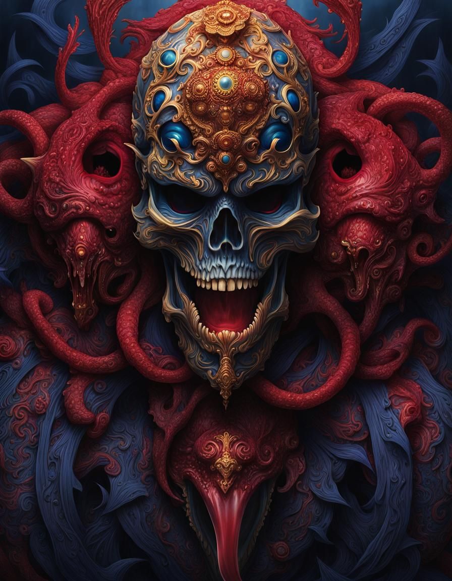 Grotesque Lamprey Men in Dark Fantasy Style