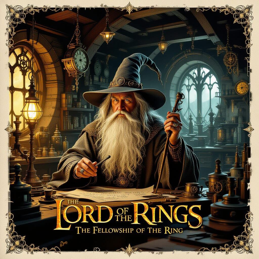 Steampunk Gandalf Movie Poster in Vintage Style