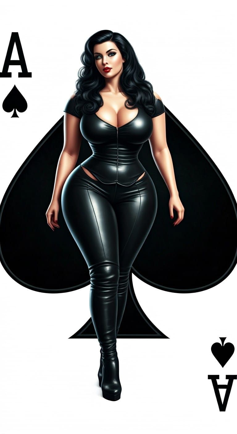 Pinup Girl Ace of Spades in Hyperrealistic Style