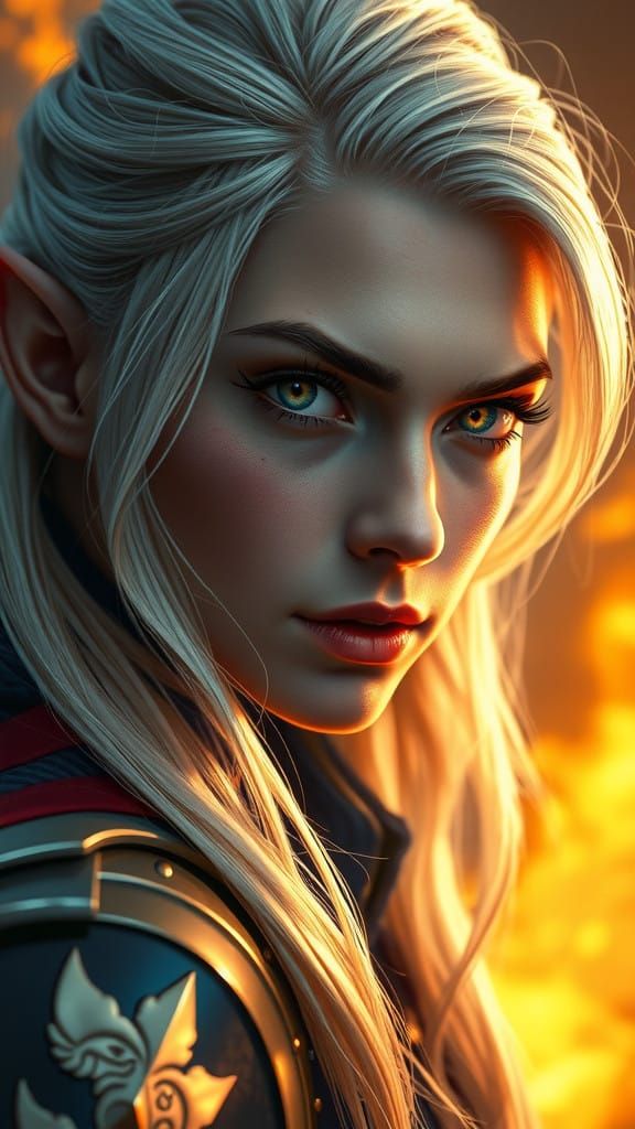 Elegant Elven Warrior Captured in Hyperrealistic Portrait