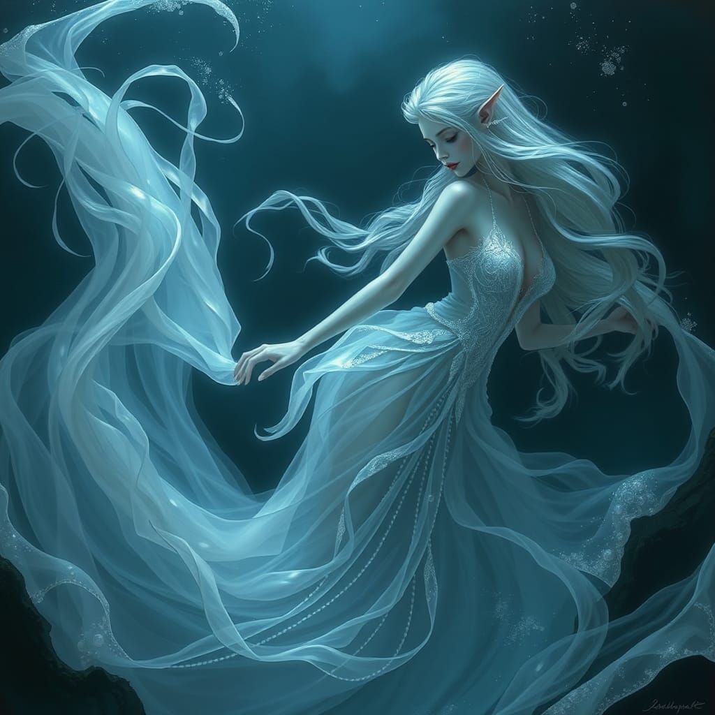 Ethereal Elf Maiden in Ocean Depths