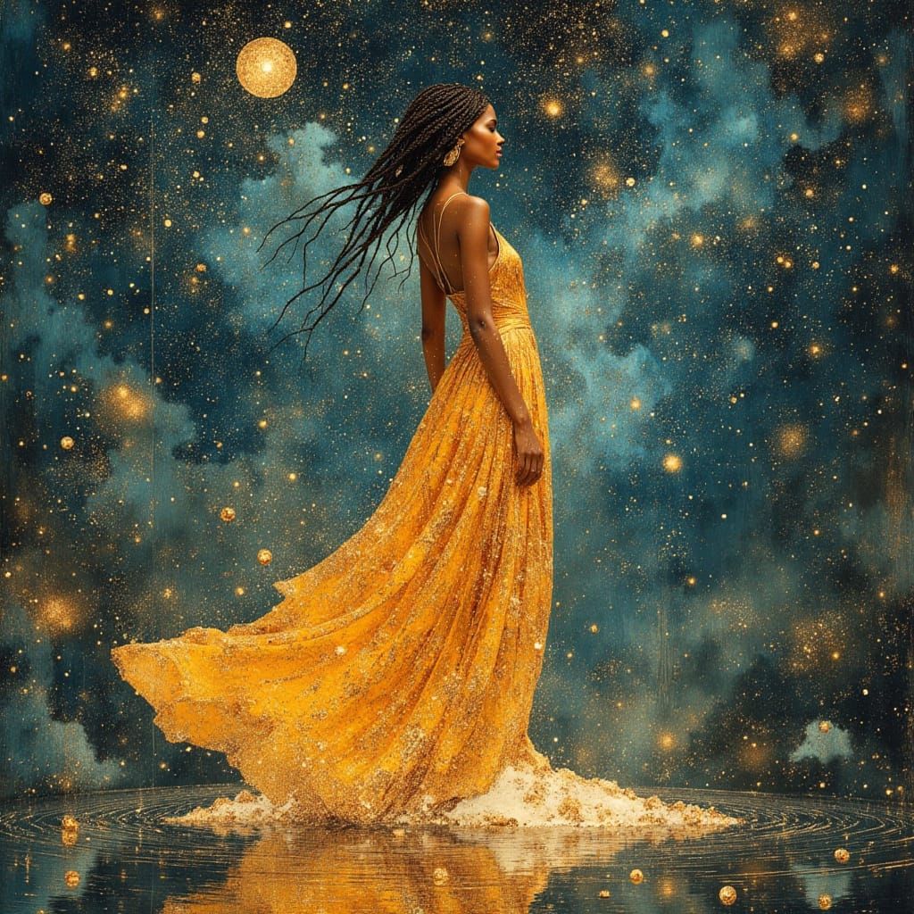 African Goddess in Divine Oil Painting Style