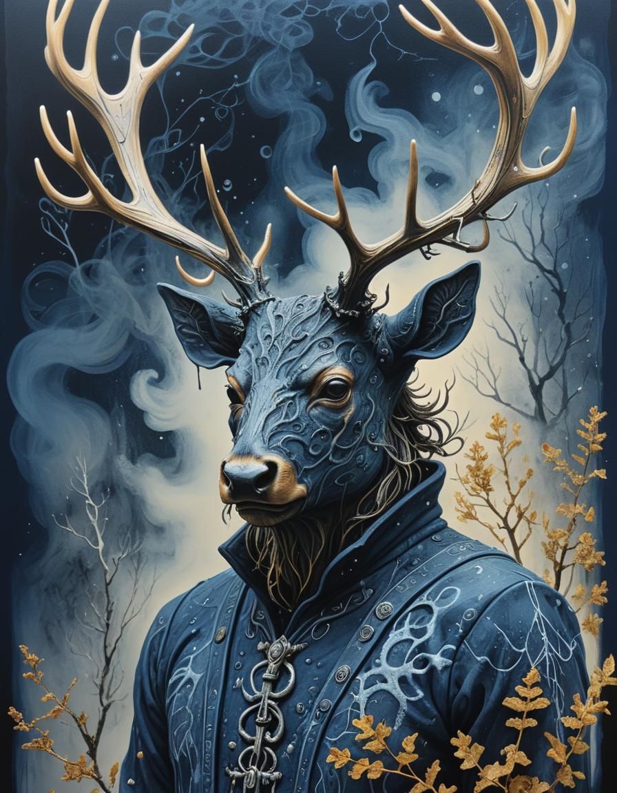 Mystical Cosmic Harbor in Navy Hazel Aesthetic