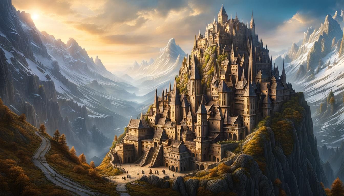 Dwarf City Carved into Mountain Valley