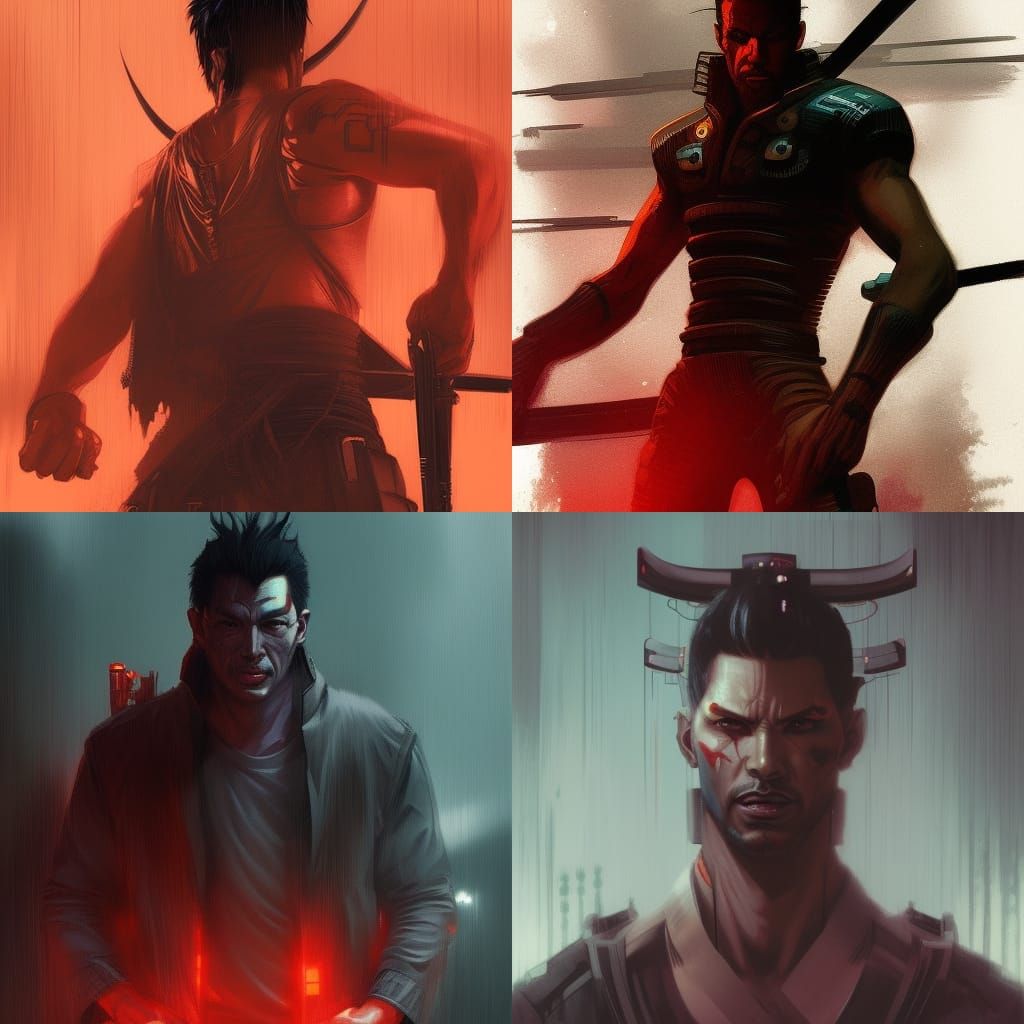 Cyberpunk Samurai Warrior in Comic Book Style