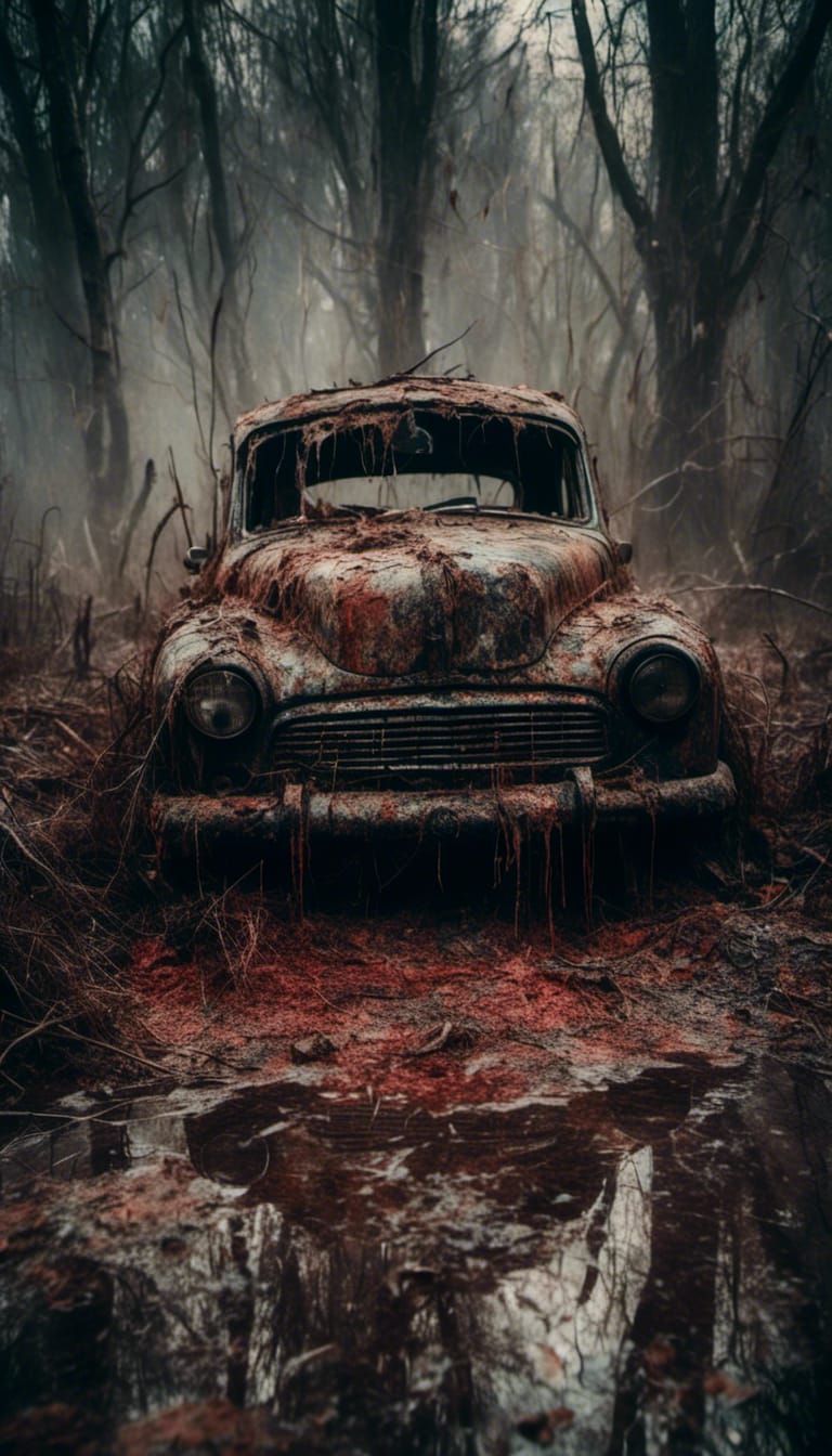 Macabre Car at Abandoned Drive-In