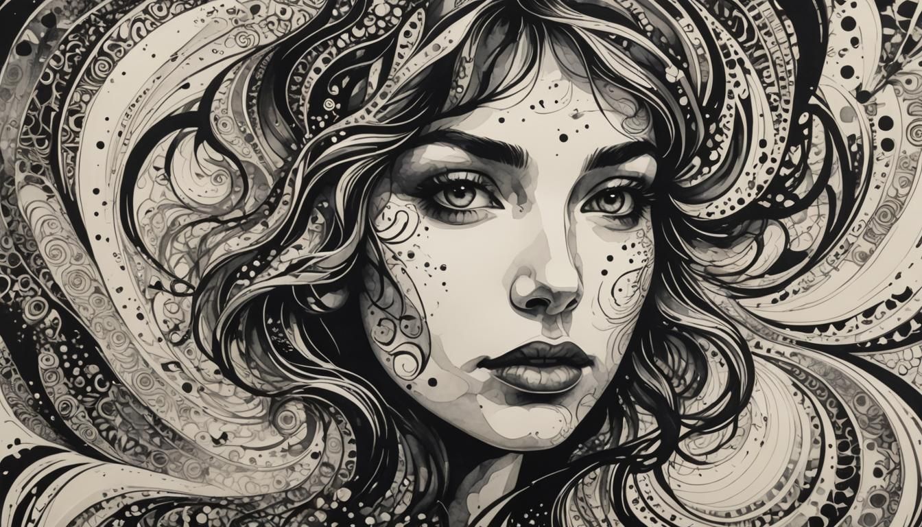 Abstract Ink Face Radiating Patterns