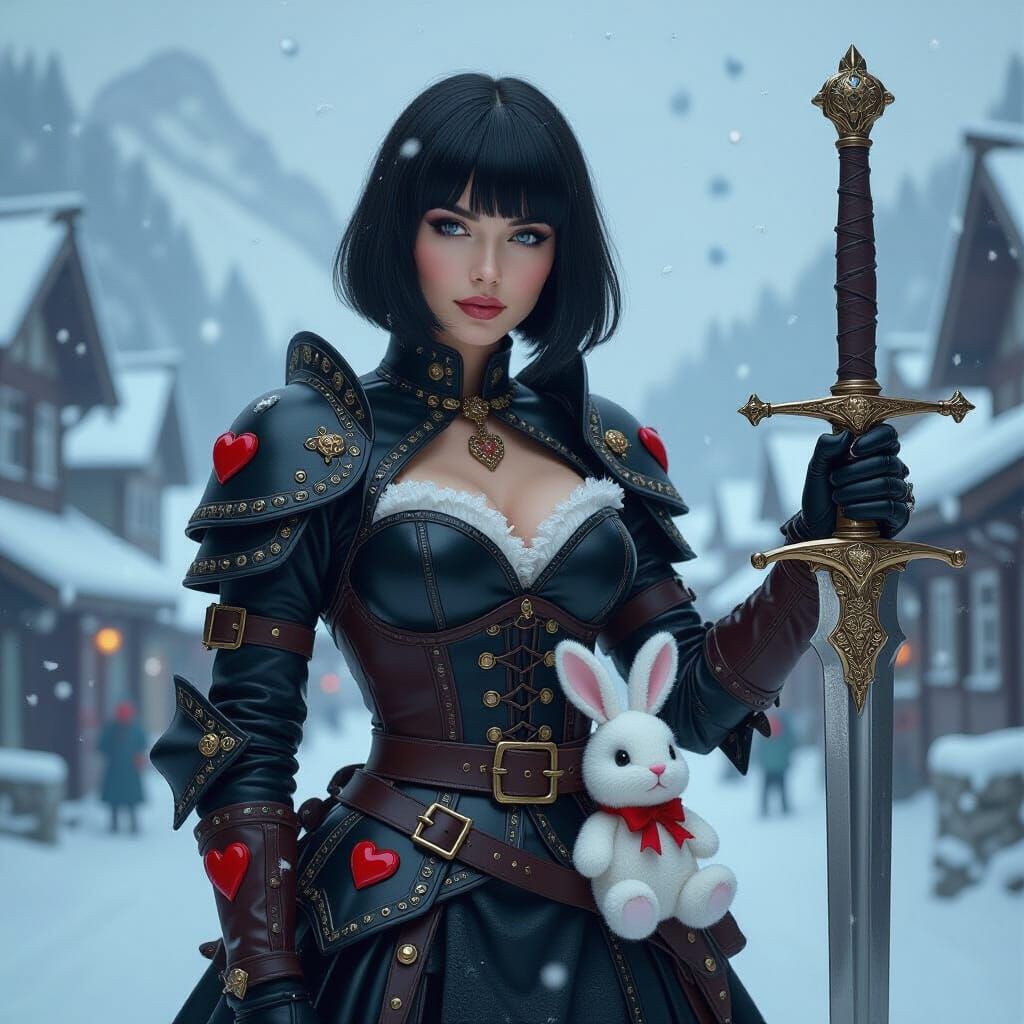 Victorian Warrior in Snowstorm, Frazetta-Inspired Lighting