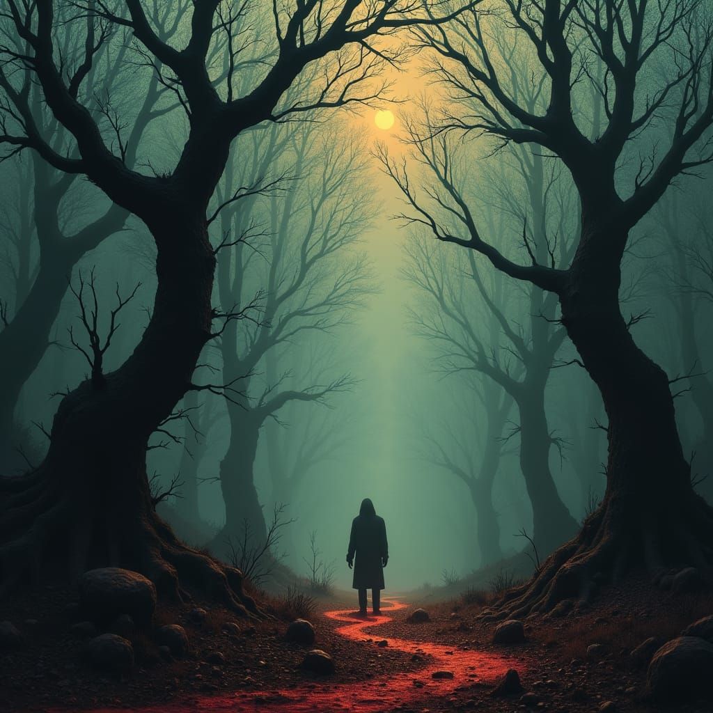 Mystical Forest Band Poster in Dark, Mythical Style