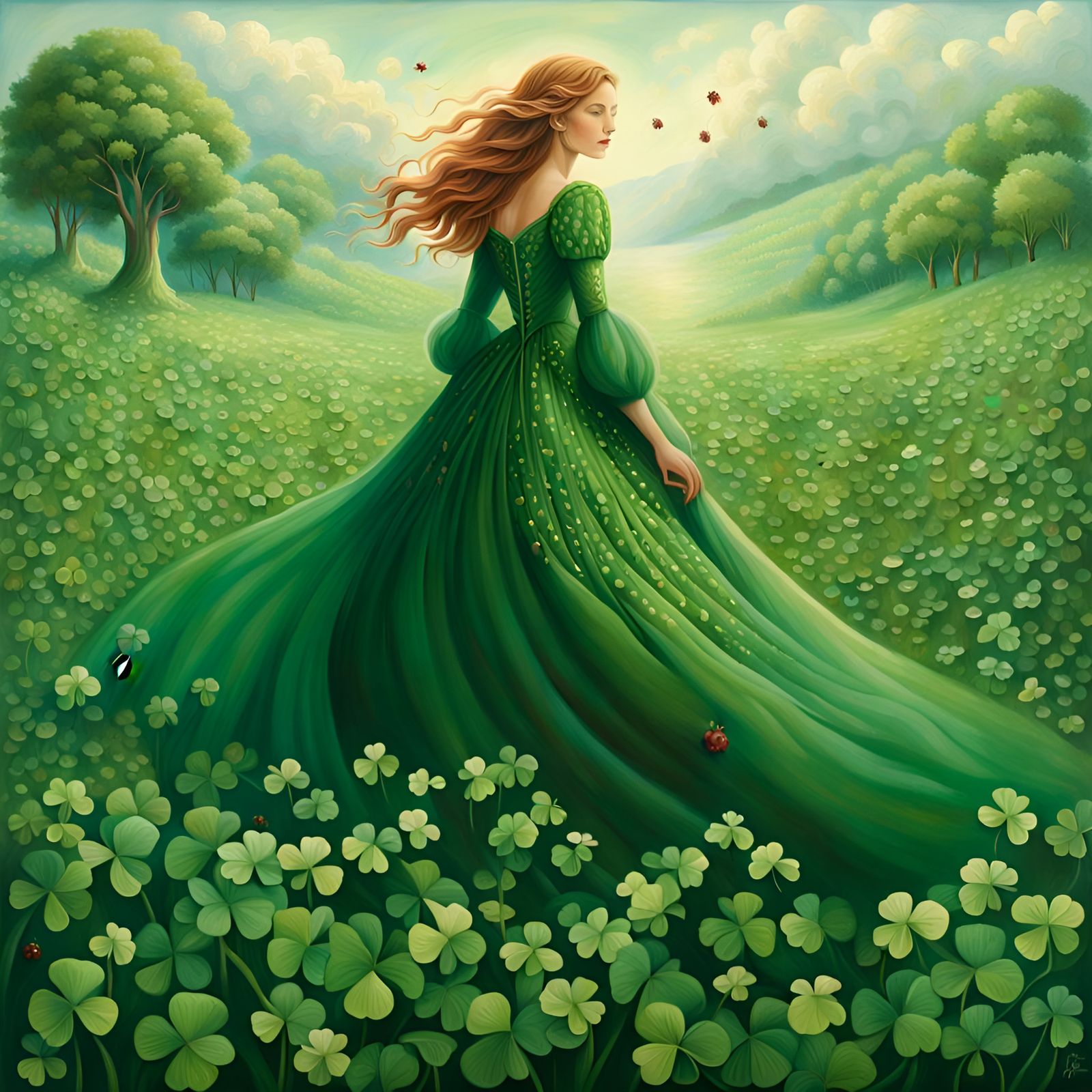 Walking Among Clovers and Ladybugs