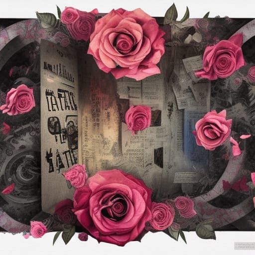 Dadaist Rose Collage with Papercut Elements