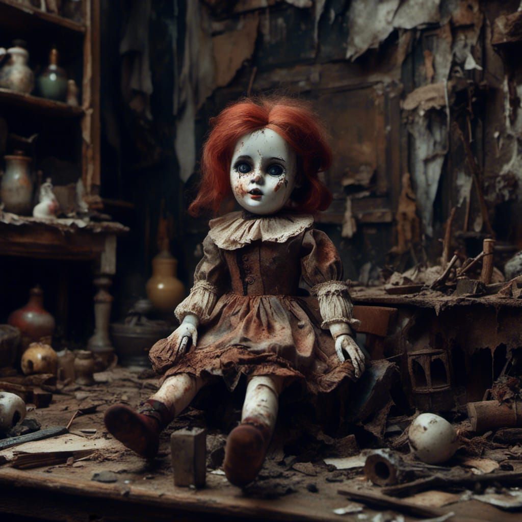 Macabre Abandoned Doll in Old Toy Store