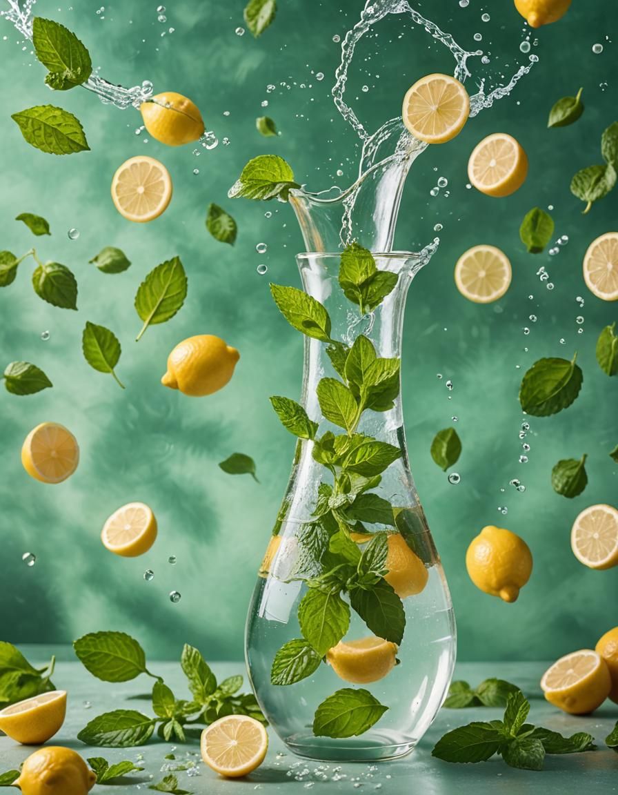 Mint and Lemon Carafe: Professional Photography