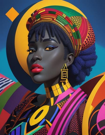 African beautiful voluptuous woman in dress, digital art,8k ...