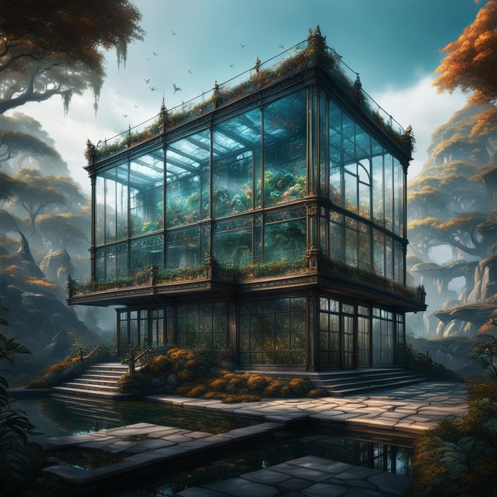 Fantastical Glass House in Detailed Matte Painting
