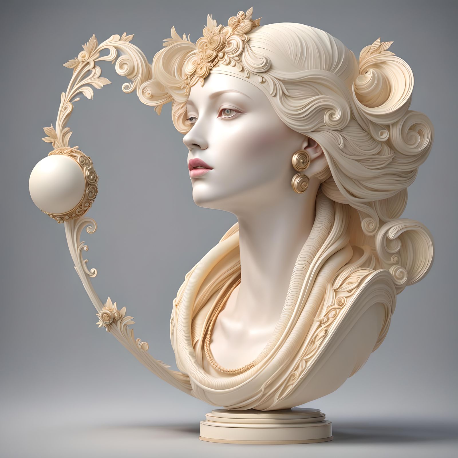 Surreal Venus Figure in 3D Rendered Style