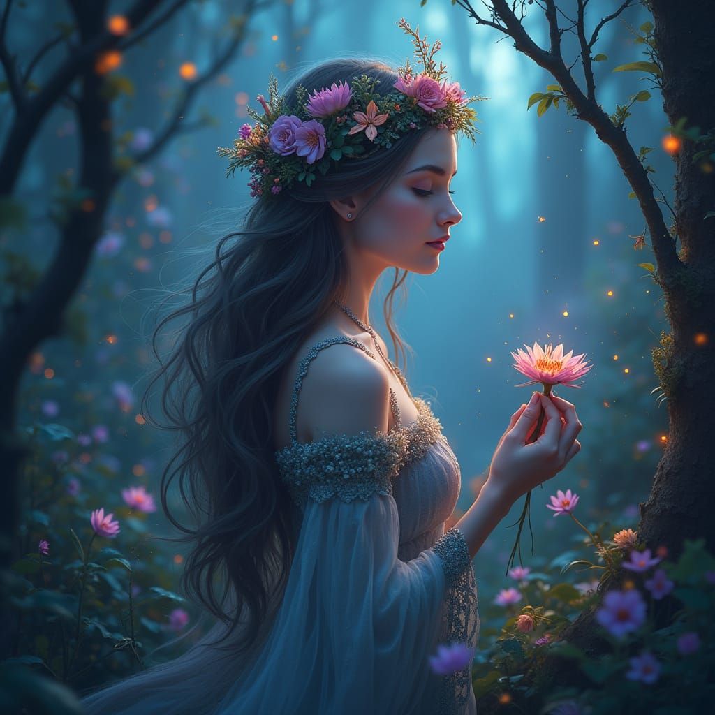 Enchanting Forest Princess in Whimsical Art Style