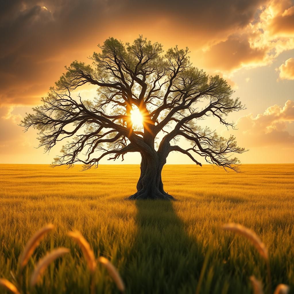 Majestic Tree Foretelling a Dramatic Thunderstorm