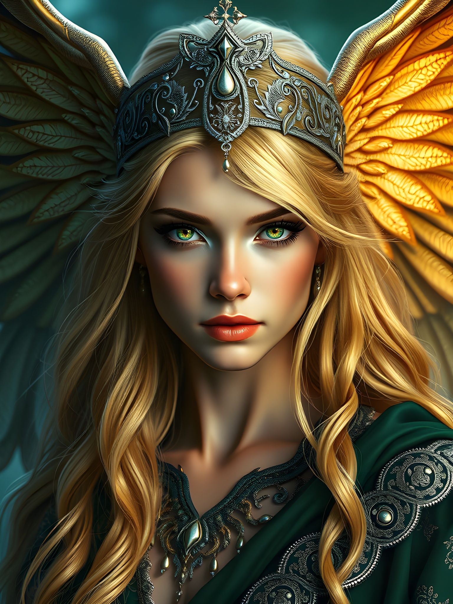 Norse Goddess Portrait in Art Nouveau Style