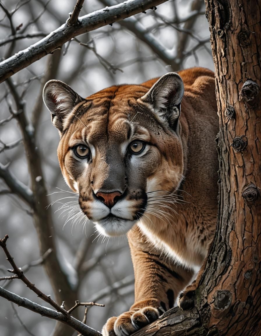 Photorealistic Cougar Gaze from Above