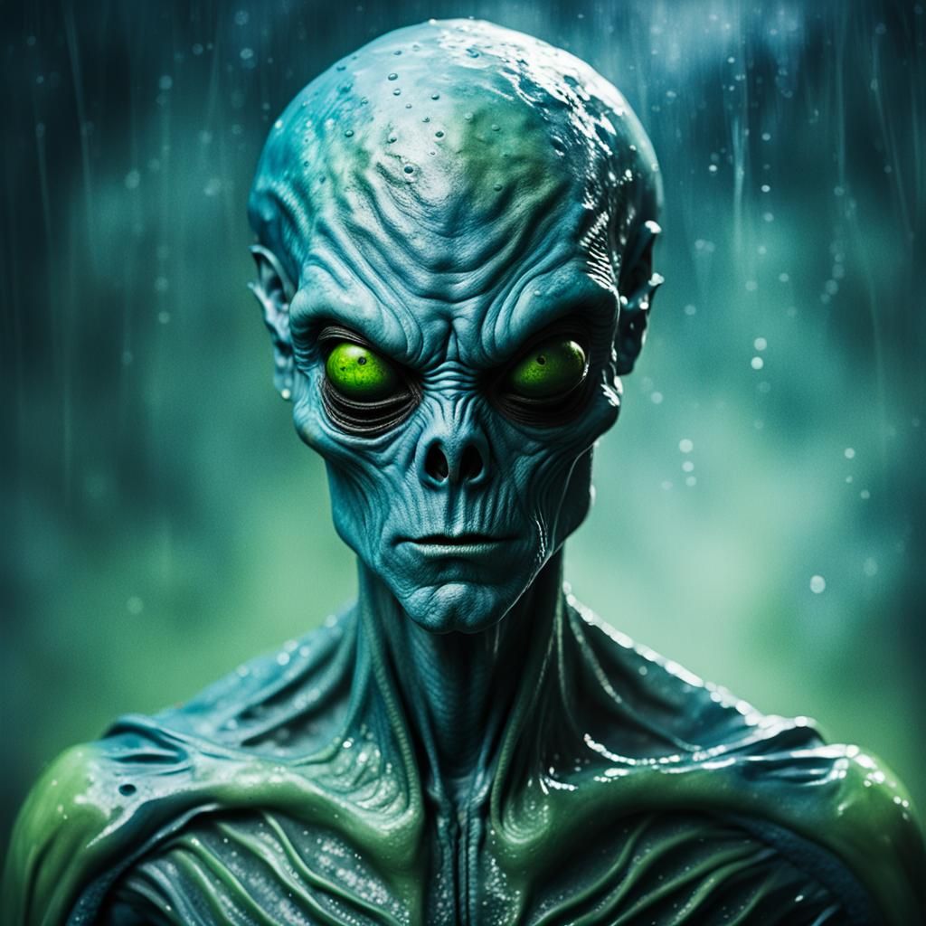Alien in Human Costume: Halloween Portrait