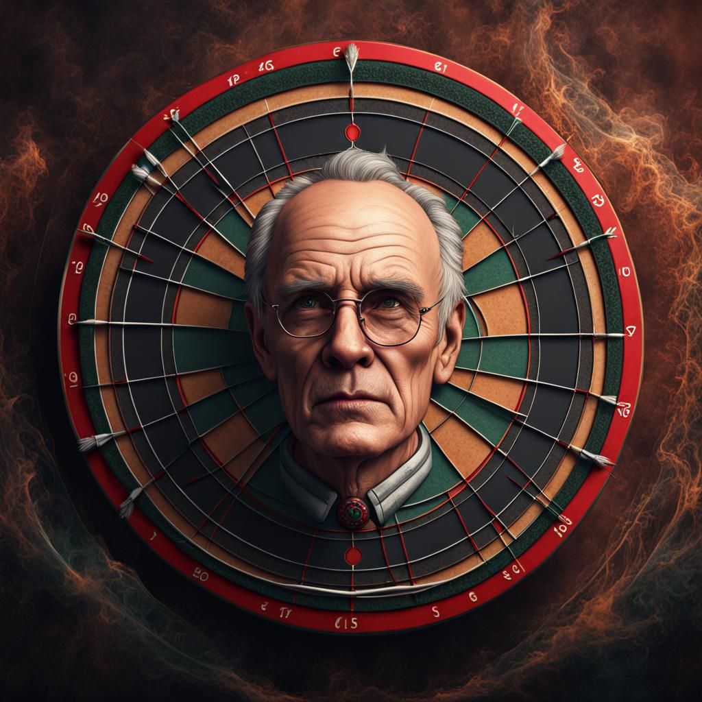 Dartboard with Face: Detailed Matte Painting