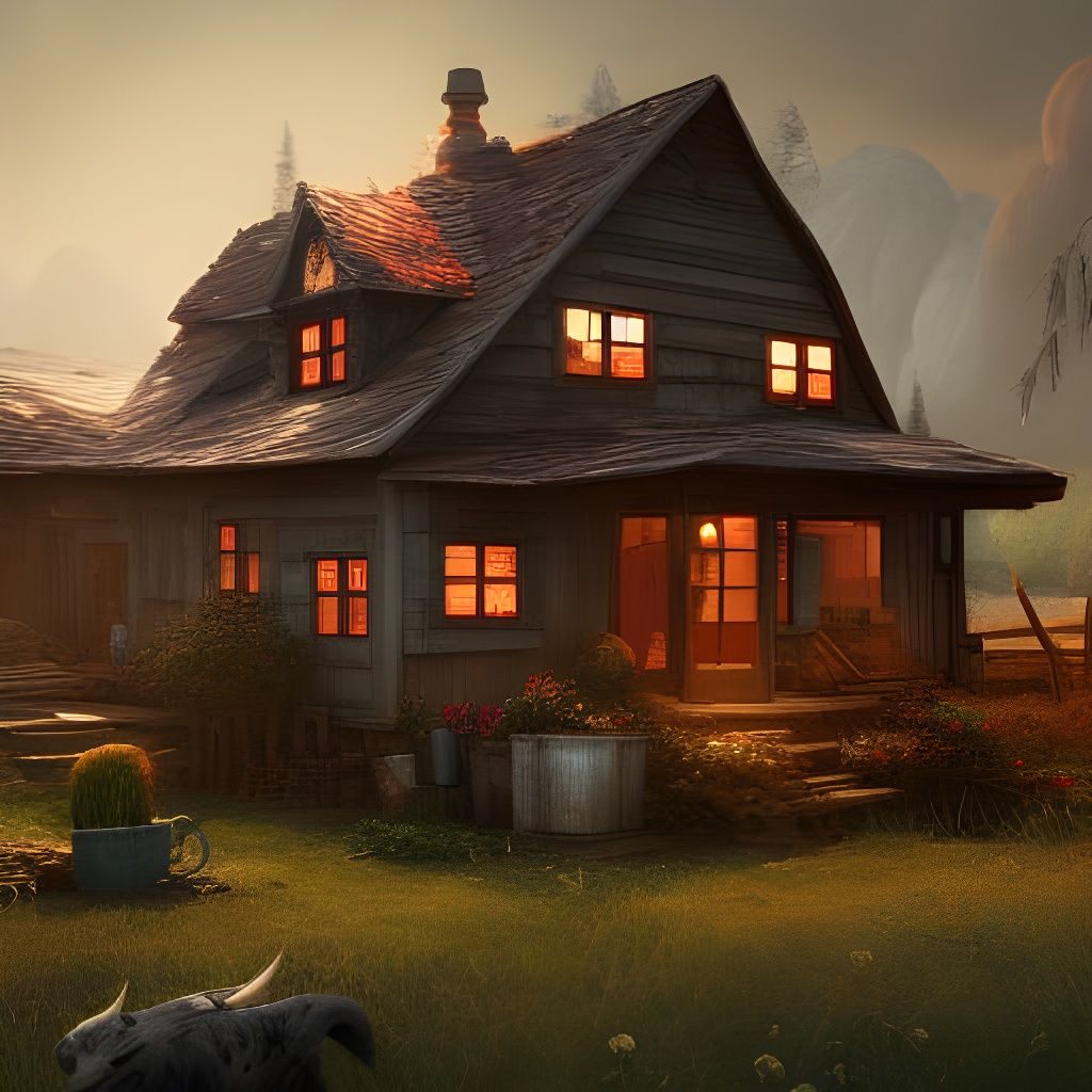 Cozy Farmhouse in Detailed Matte Painting Style
